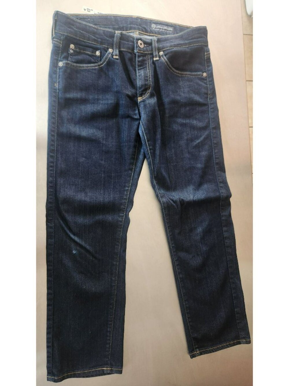 AG cropped darkwash jeans 26R high waist  zipfly straight leg